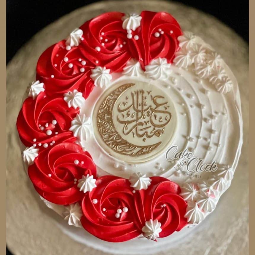 Red White And Gold Cake O Clock Best Customize Designer Cakes Lahore