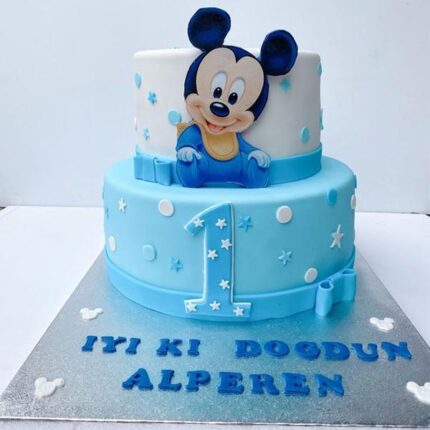 2 tier micky mouse cake