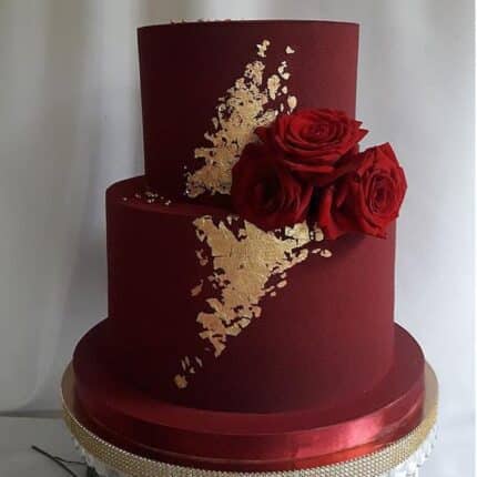2 tier red theme cake