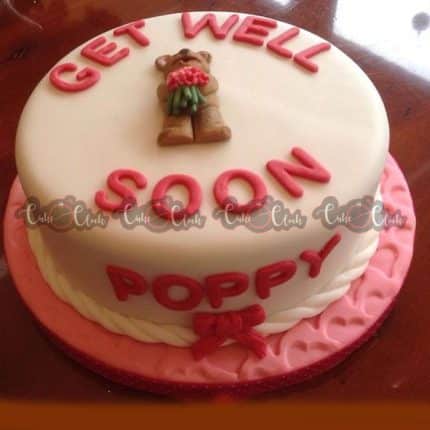 Beautiful White And Pink Get Well Soon Cake