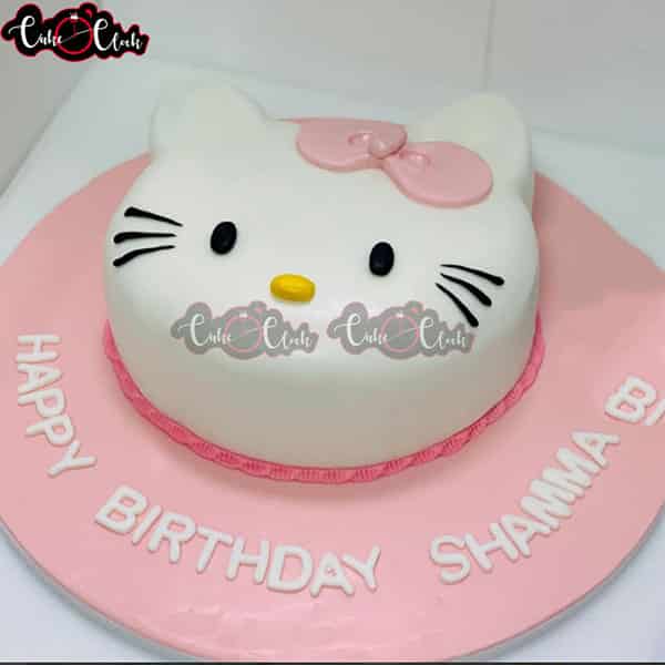 Pink And White Cute Kitty Cake