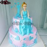 Blue And Pink Barbie Cake For First Birthday