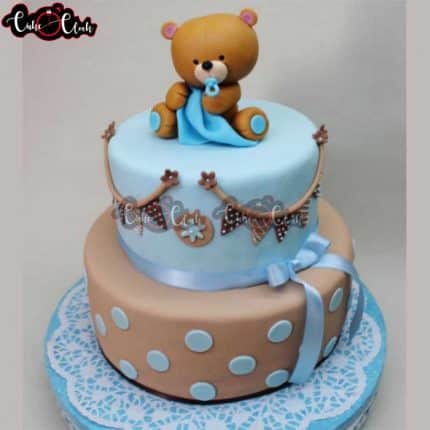 2 Tier Cute Teddy Baby Cake