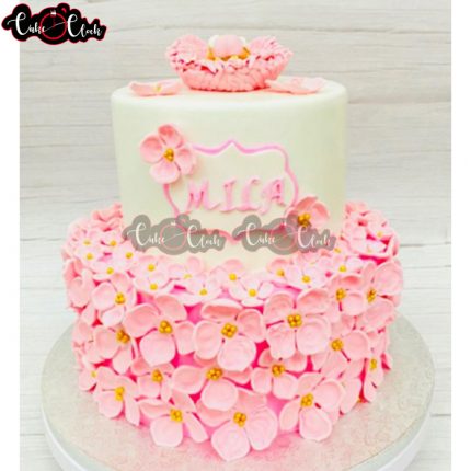 2 Tier Beautiful Happy Flowers Cake