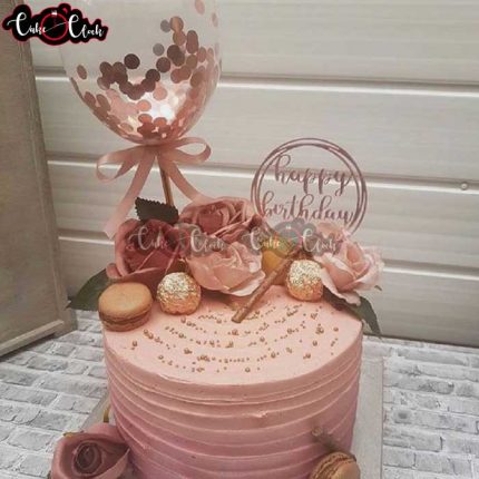 Rose Gold Balloon Birthday Cake