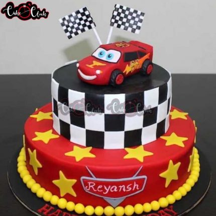 2 Tier Racing Car Theme Cake