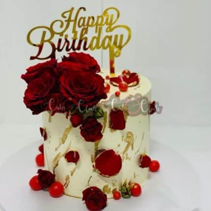 Fancy Fresh Roses Birthday Cake