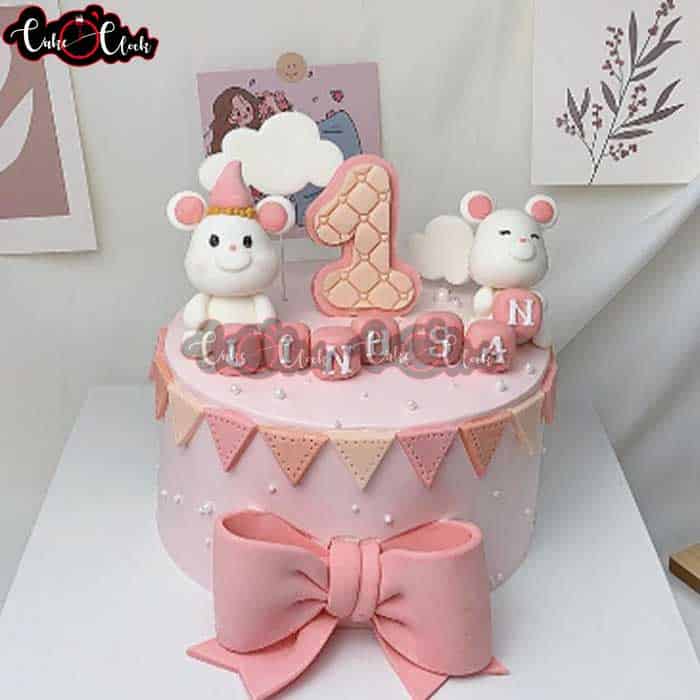 Cute Little Mouse Theme 1st Birthday Cake