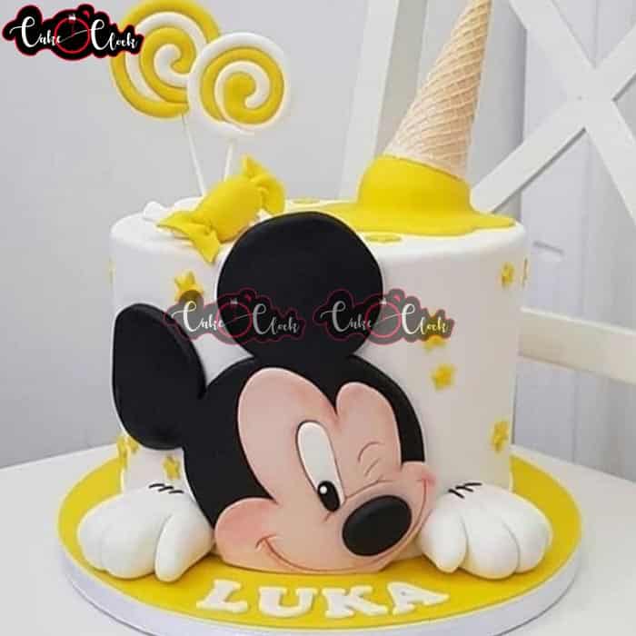 Mickey Mouse Cake In Yellow Theme