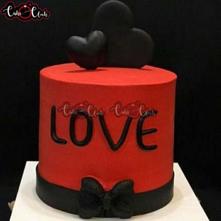 Red and Black Love Theme Cake