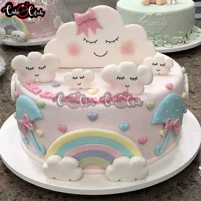 Cute Sleeping Clouds Theme Cake