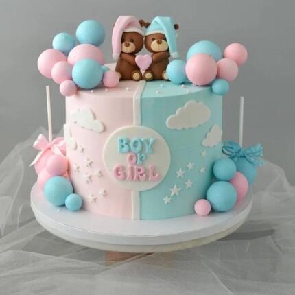 baby girl and baby boy theme cake