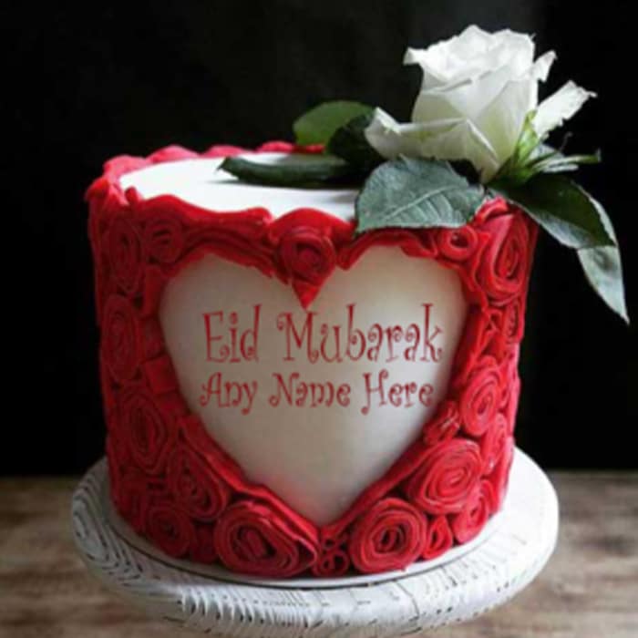 Red Heart Eid Wishing Cake