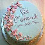 Eid Mubarak Happy Flowers Cake With Any Name