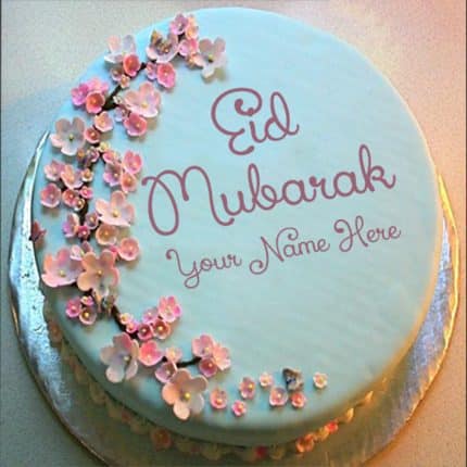 Eid Mubarak Happy Flowers Cake With Any Name