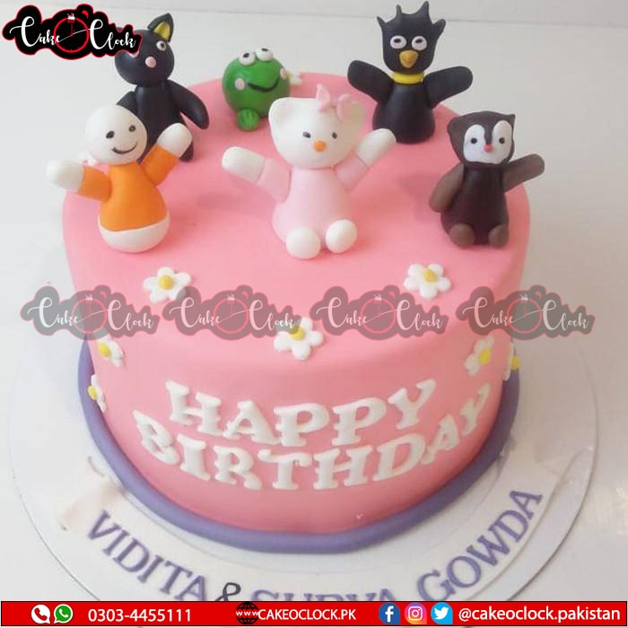 Kitty With Friends Theme Cake