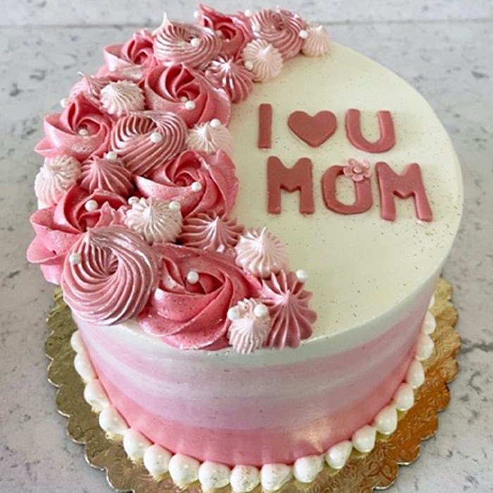 I Love You Mom Cake In Pink Theme - Cake O Clock - Best Customize Designer Cakes Lahore