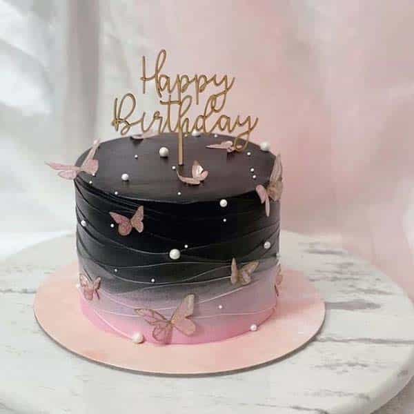 pink and black cake