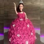 pink theme barbie cake