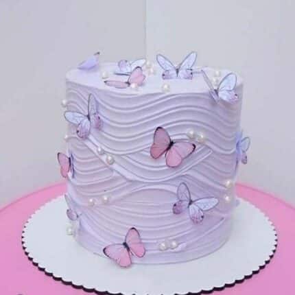 purple theme buttefly cake