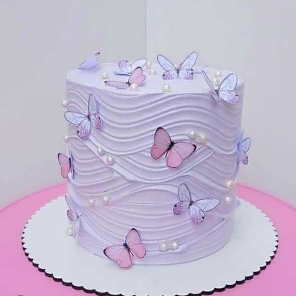 purple theme buttefly cake