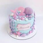 purple theme mermaid cake