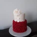 red and white wedding cake