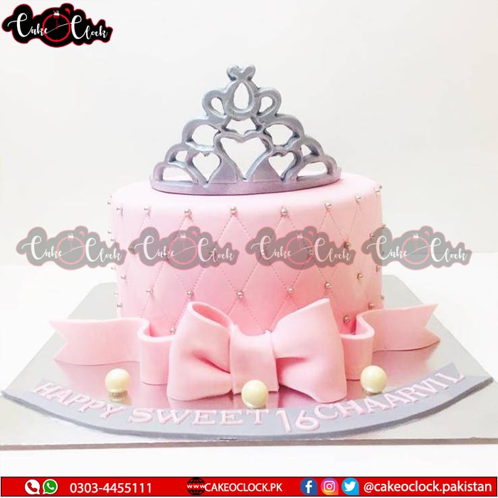 tiara pink theme cake
