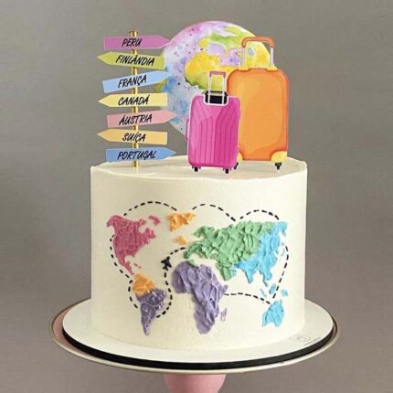 travel theme cake