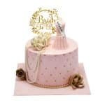 Pink Dress Bride To Be Wedding Cake