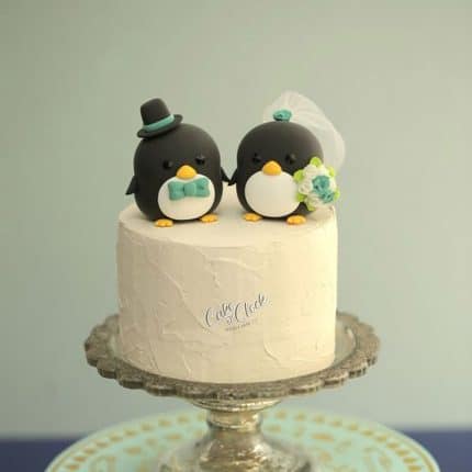Cute Penguins Anniversary Cake