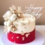 red and white theme cake