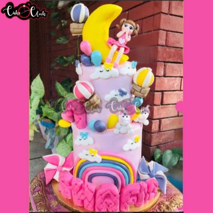 renbow theme welcome baby cake