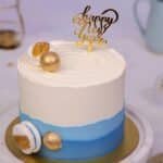 white and blue theme cake