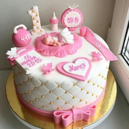 new born baby girl cake