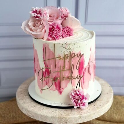 pink theme cake